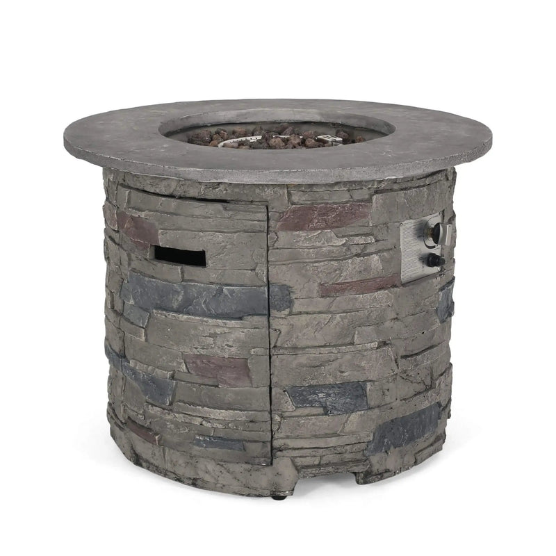 Alora 32-Inch Transitional Outdoor Concrete Round Propane Fire Pit Table, Gray (SAK48268) by SAKSBY WHOLESALE