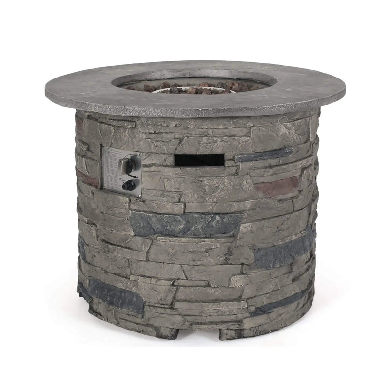 Alora 32-Inch Transitional Outdoor Concrete Round Propane Fire Pit Table, Gray (SAK48268) by SAKSBY WHOLESALE