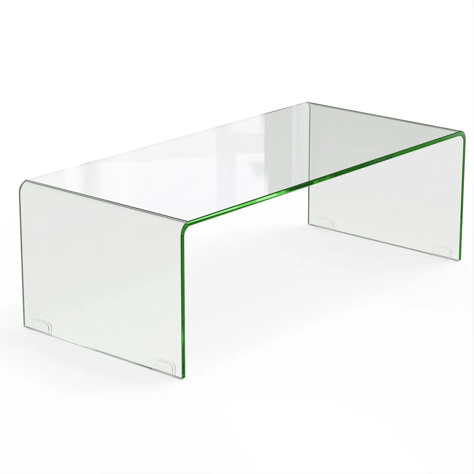 42 x 19.7 Inch Clear Tempered Glass Coffee Table with Rounded Edges-Transparent by DirectDeals