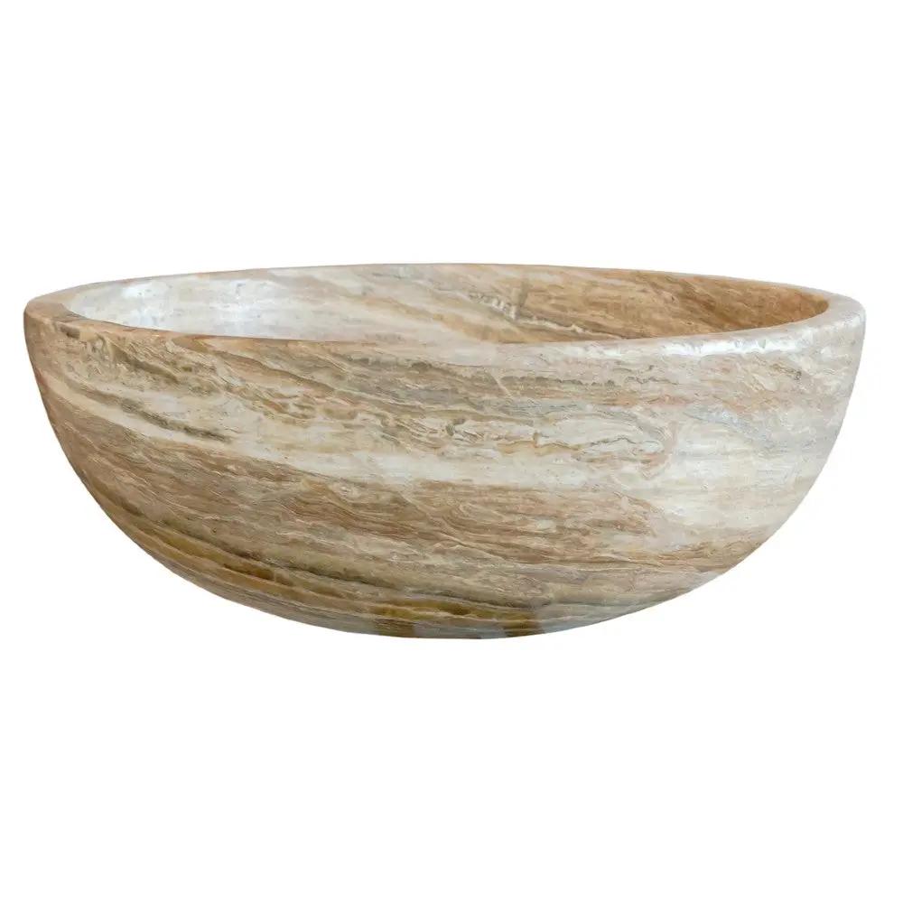 Travertine Onyx Natural Stone Round Vessel Sink - 16 Inch Diameter by GobekDesign