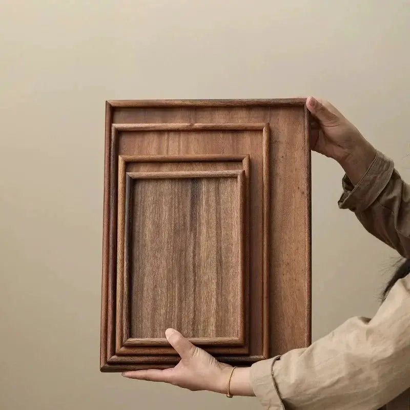 Tray - Japanese-Style Black Walnut Wood Rectangular by House Of Avana