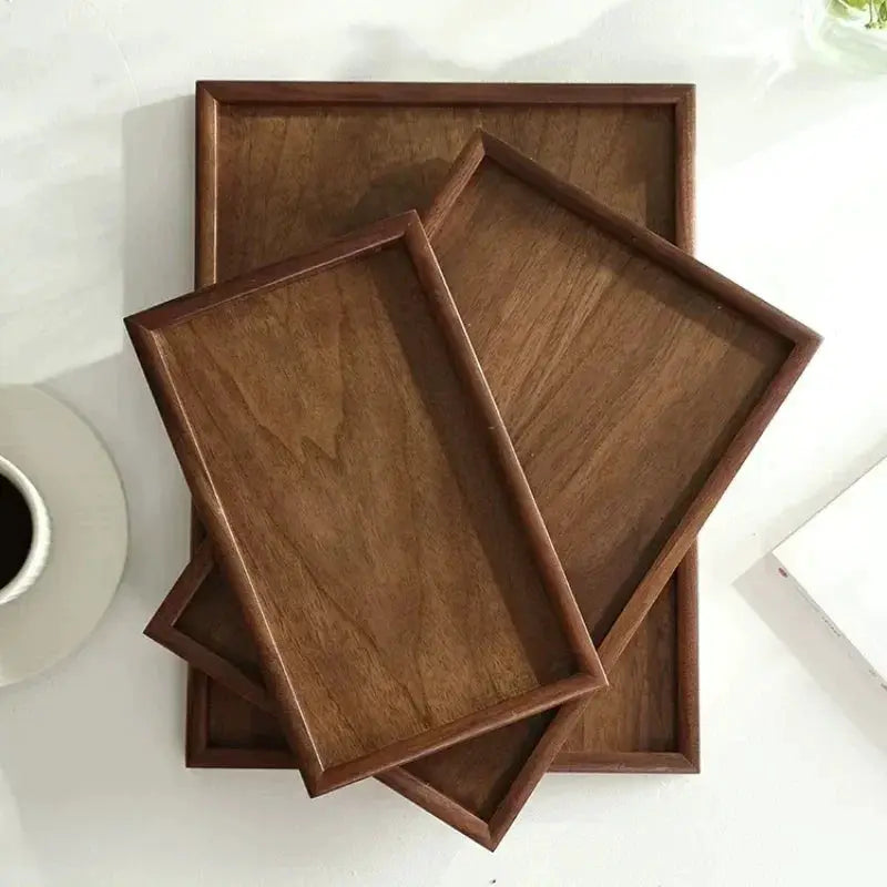 Tray - Japanese-Style Black Walnut Wood Rectangular by House Of Avana