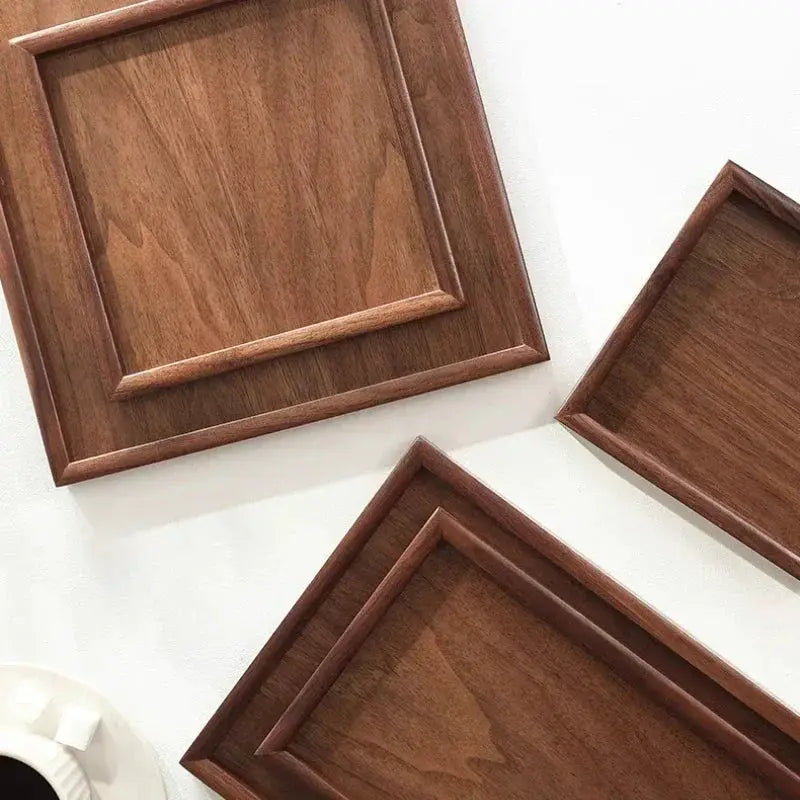 Tray - Japanese-Style Black Walnut Wood Rectangular by House Of Avana