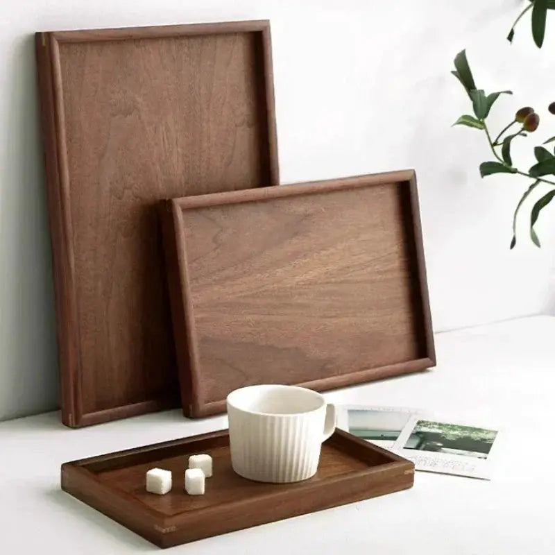 Tray - Japanese-Style Black Walnut Wood Rectangular by House Of Avana