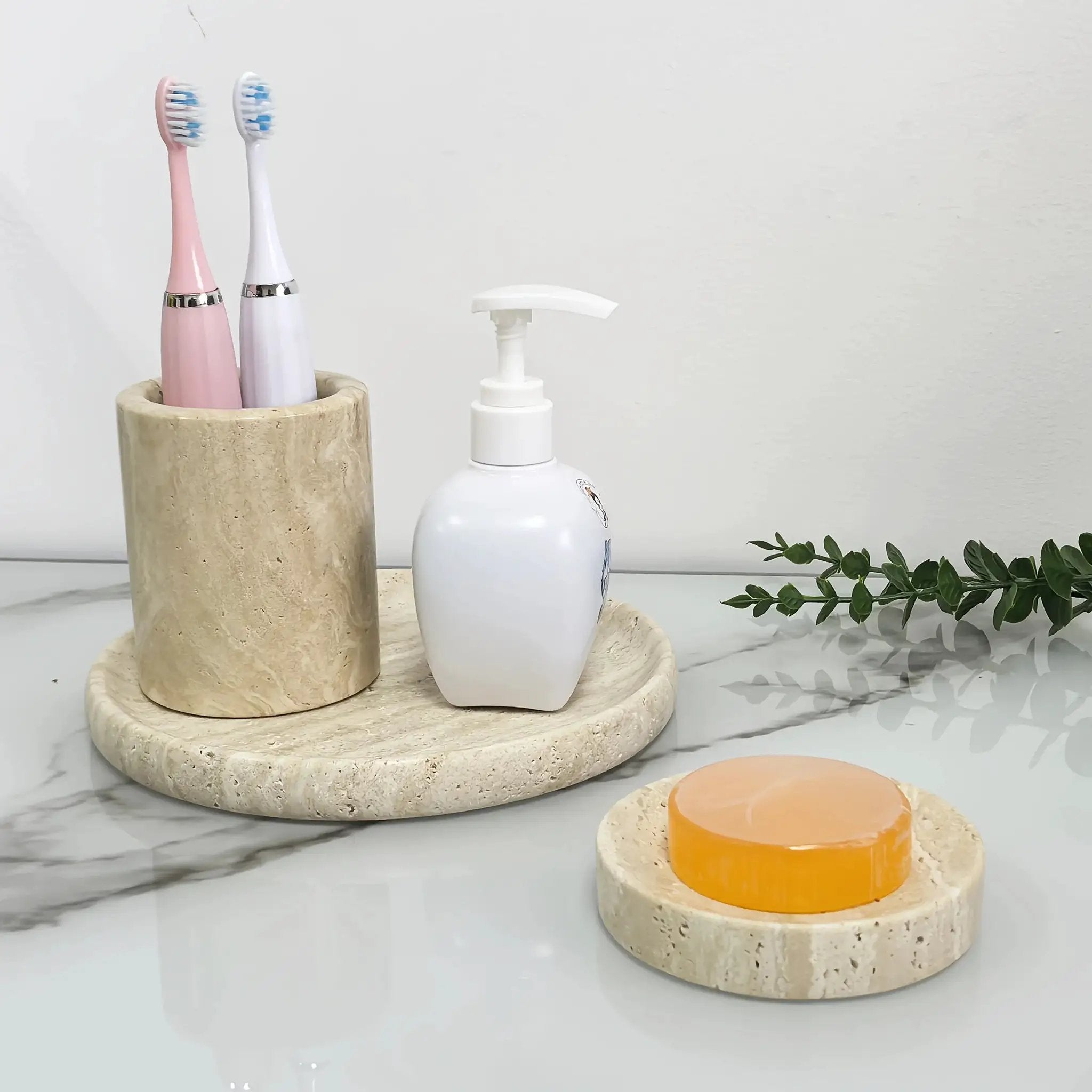Tray - Pearl Marble Round by House Of Avana