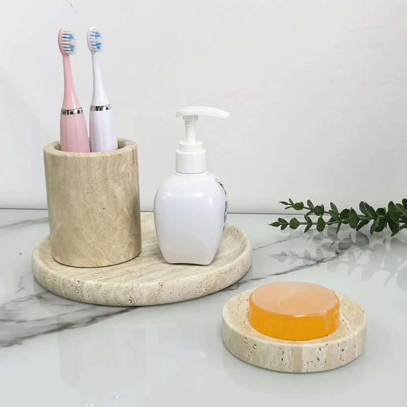 Tray - Pearl Marble Round by House Of Avana