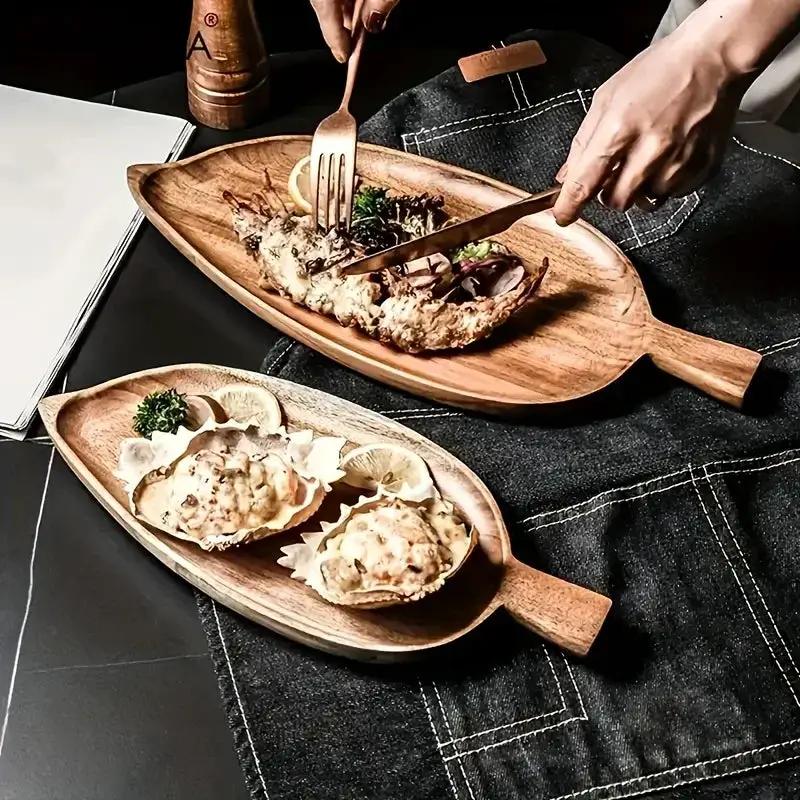 Tray - Rustic Wooden Leaf by House Of Avana