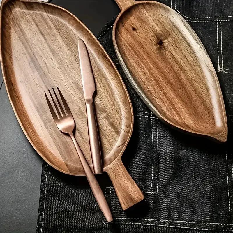 Tray - Rustic Wooden Leaf by House Of Avana