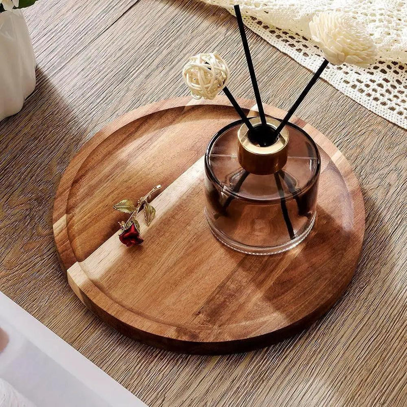Tray - Rustic Wooden Round by House Of Avana