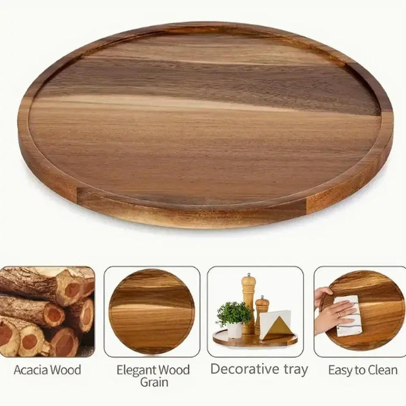 Tray - Rustic Wooden Round by House Of Avana