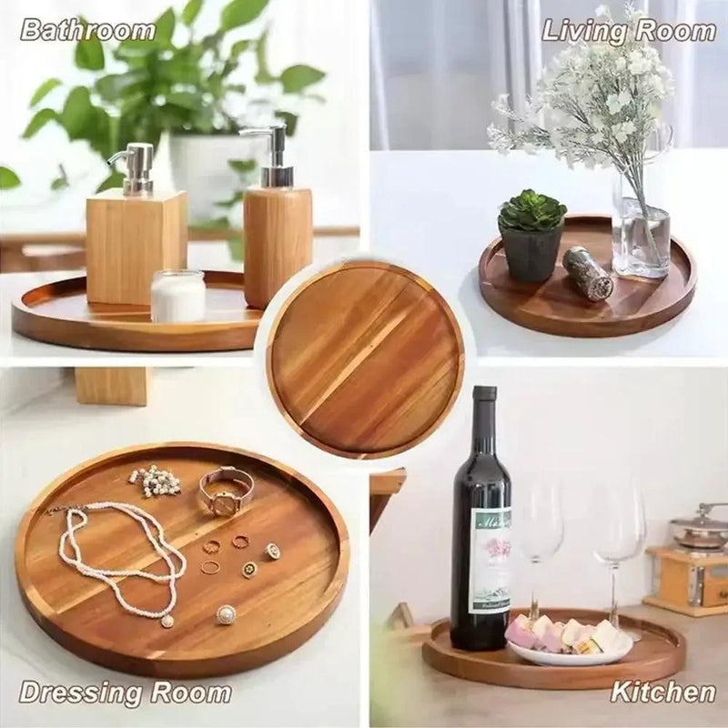 Tray - Rustic Wooden Round by House Of Avana