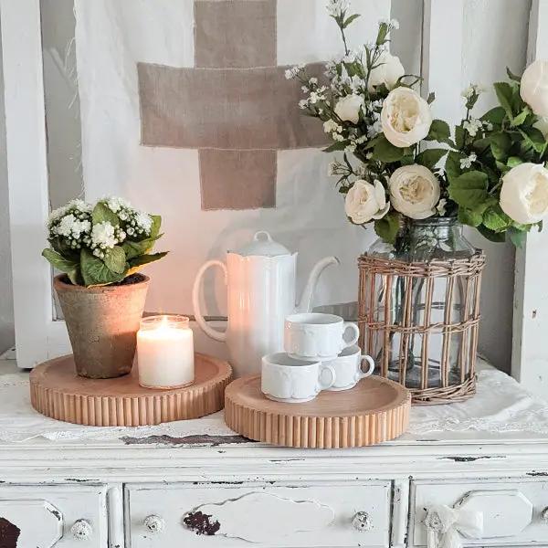 Fluted Wooden Display Trays, Set of Two by Decor Steals