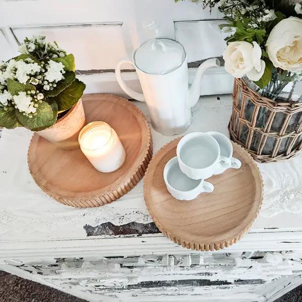 Fluted Wooden Display Trays, Set of Two by Decor Steals