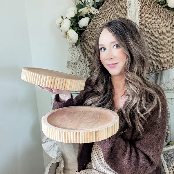 Fluted Wooden Display Trays, Set of Two by Decor Steals