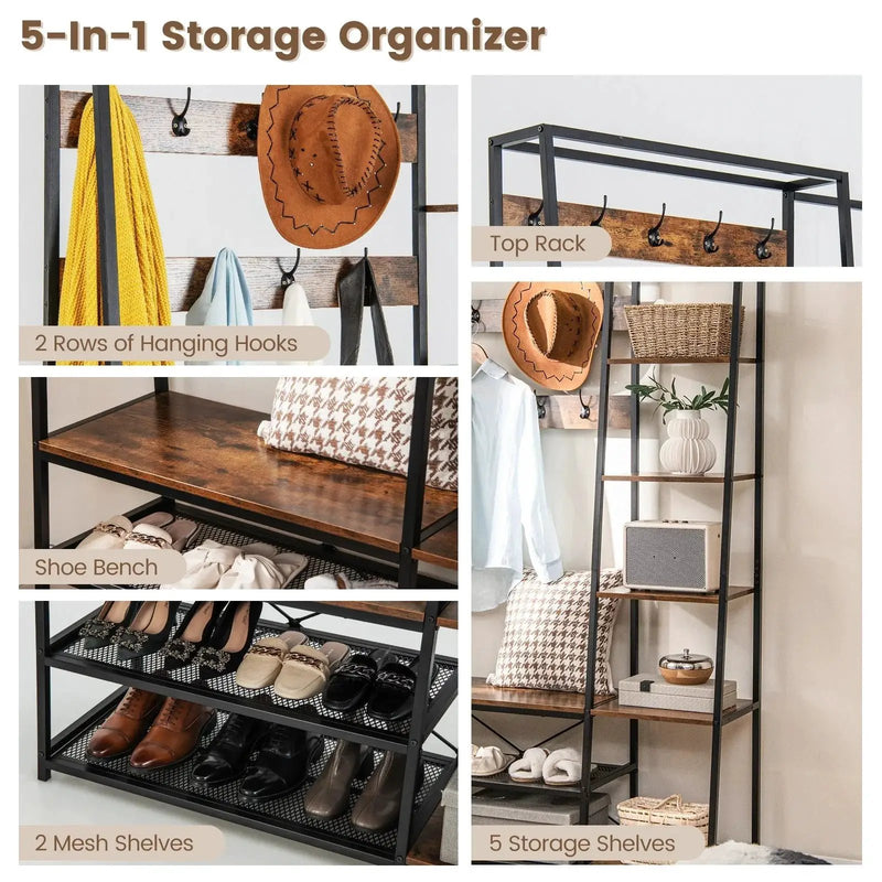 Hall Tree - Storage Wooden Bench by House Of Avana