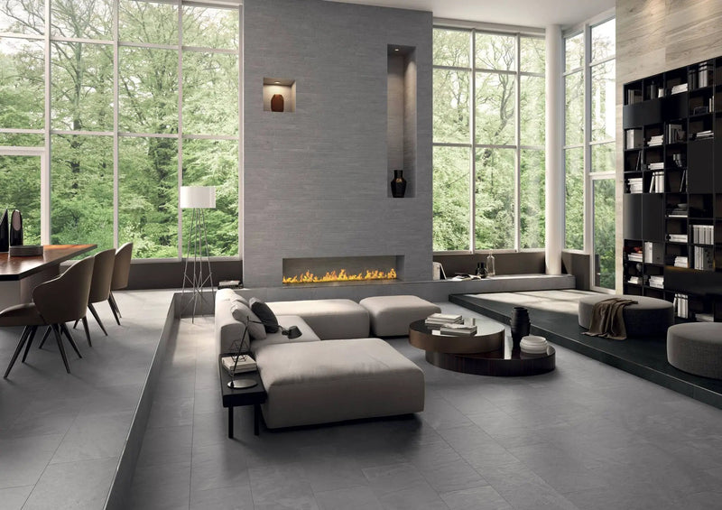 Trek Silver Slate Look Porcelain Tiles 12x24 by landmarkceramics