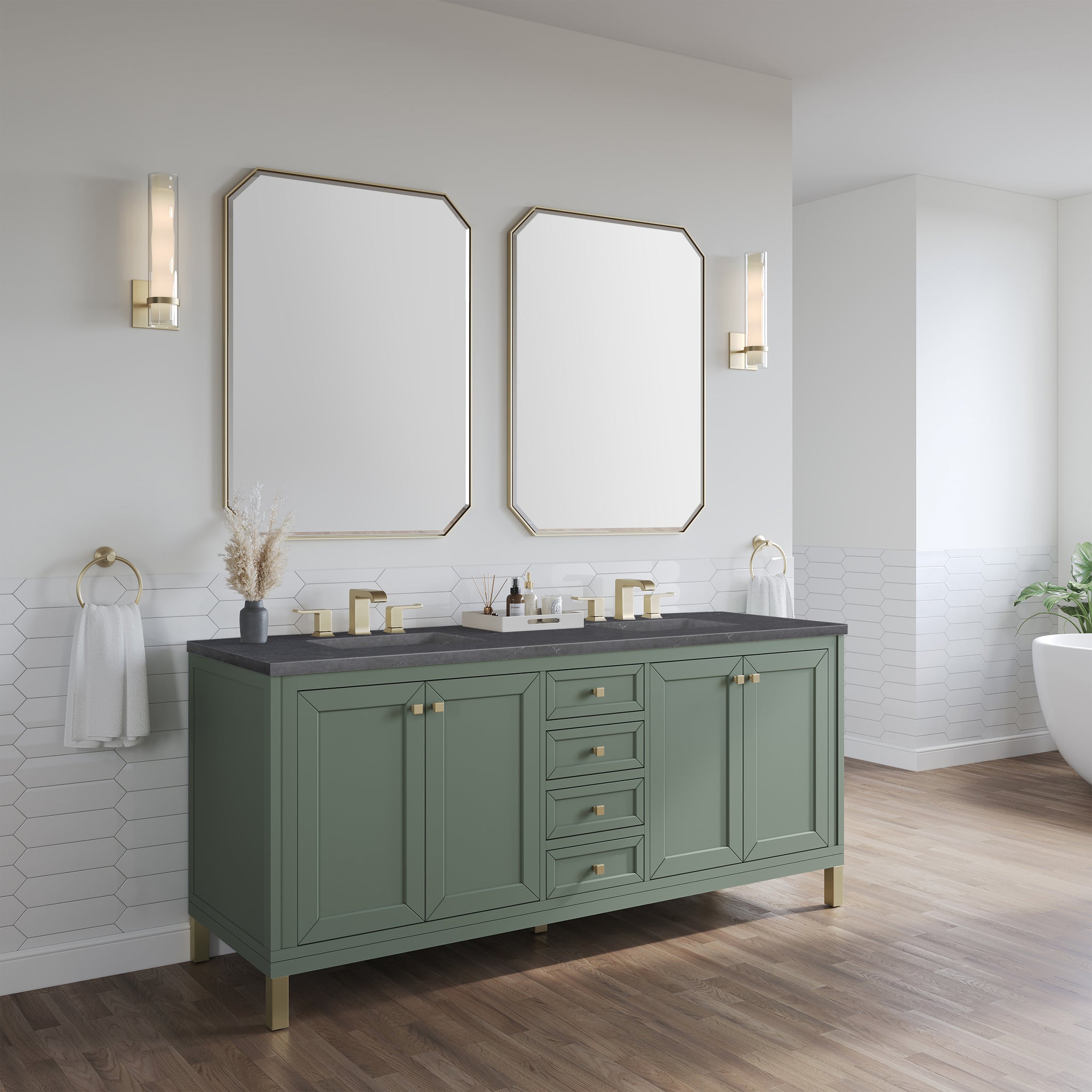 James Martin Chicago 72" Double Bathroom Vanity, Smokey Celadon, view 38