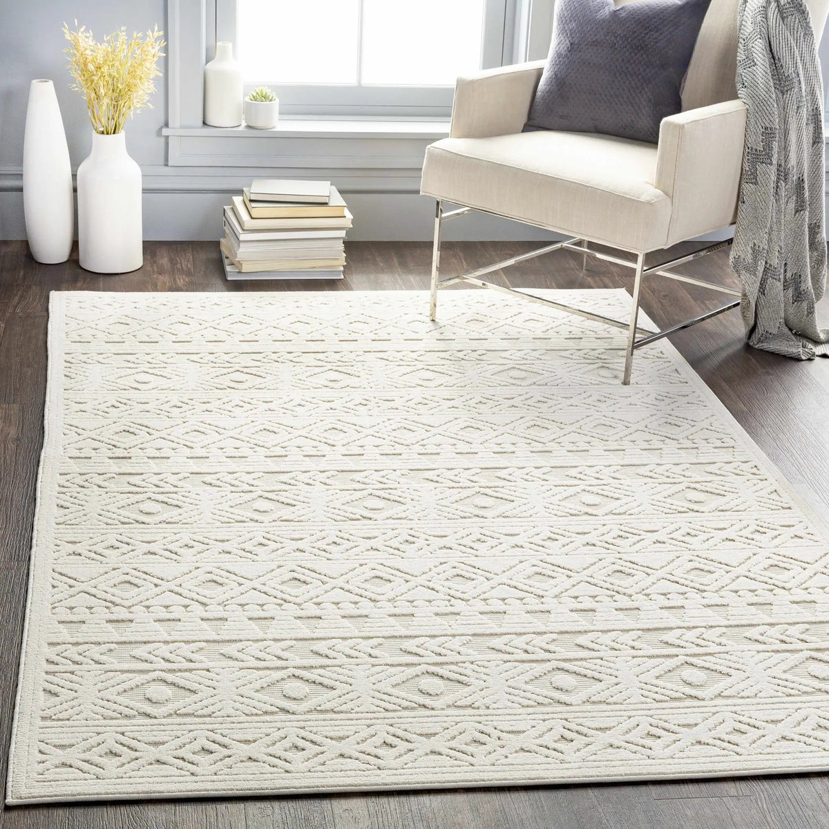 Treuddyn 3D Outdoor Area Rug, installed in a room