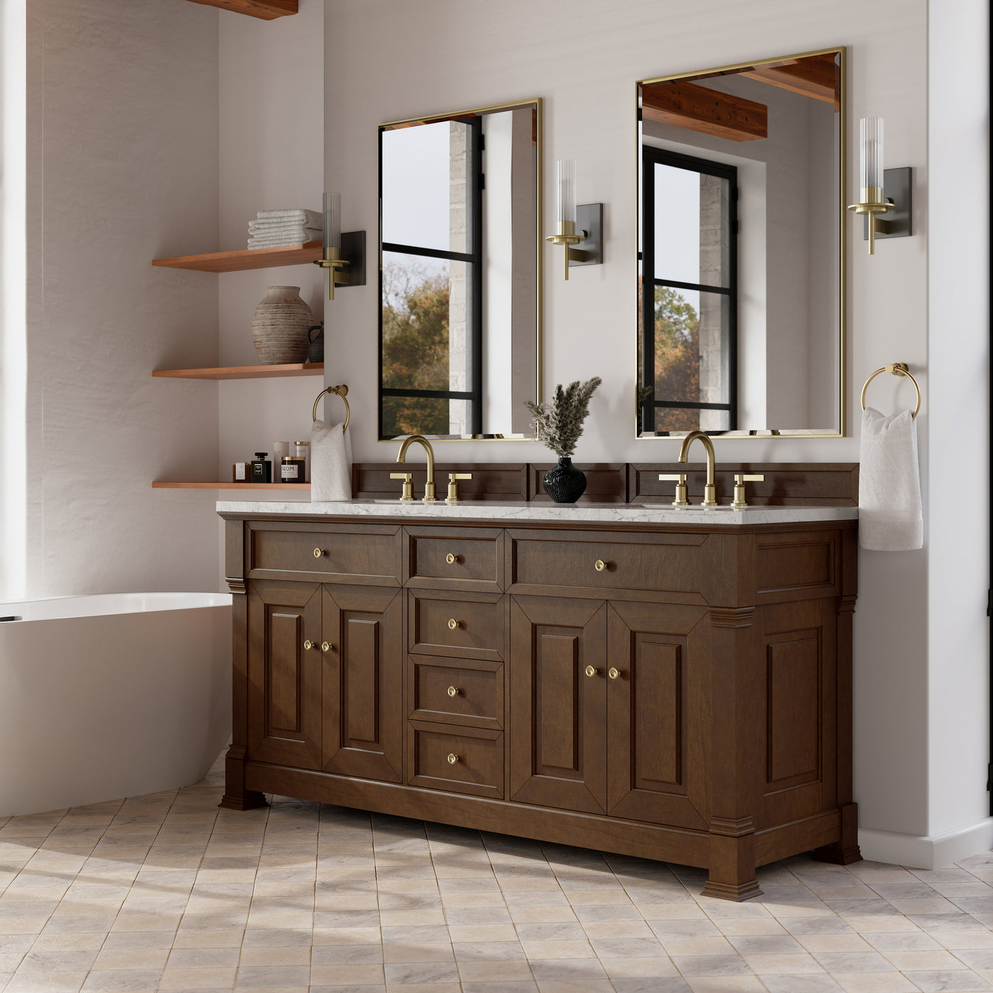 James Martin Brookfield 72" Double Bathroom Vanity, Honey Oak, view 40