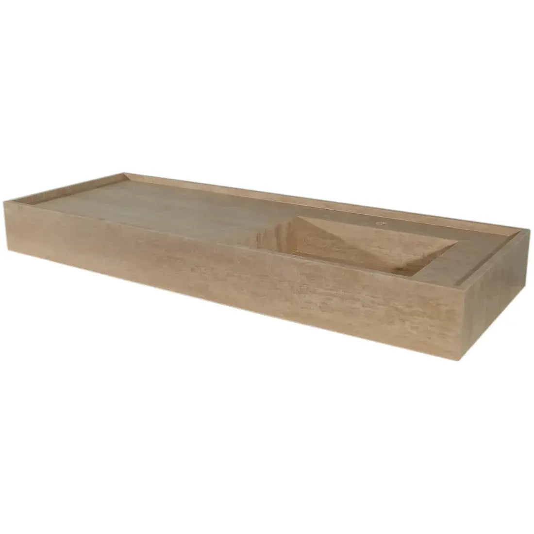 Travertine Beige Rectangular Wall Mount Bathroom Sink 54x20x6 by GobekDesign