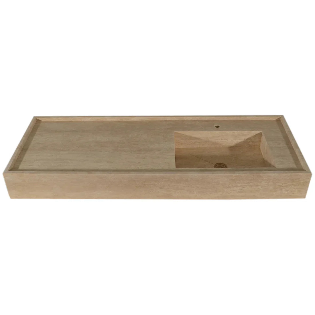 Troia Beige Travertine Rectangular Wall-mount Bathroom Sink (W)20" (L)54" (H)6" by GobekDesign