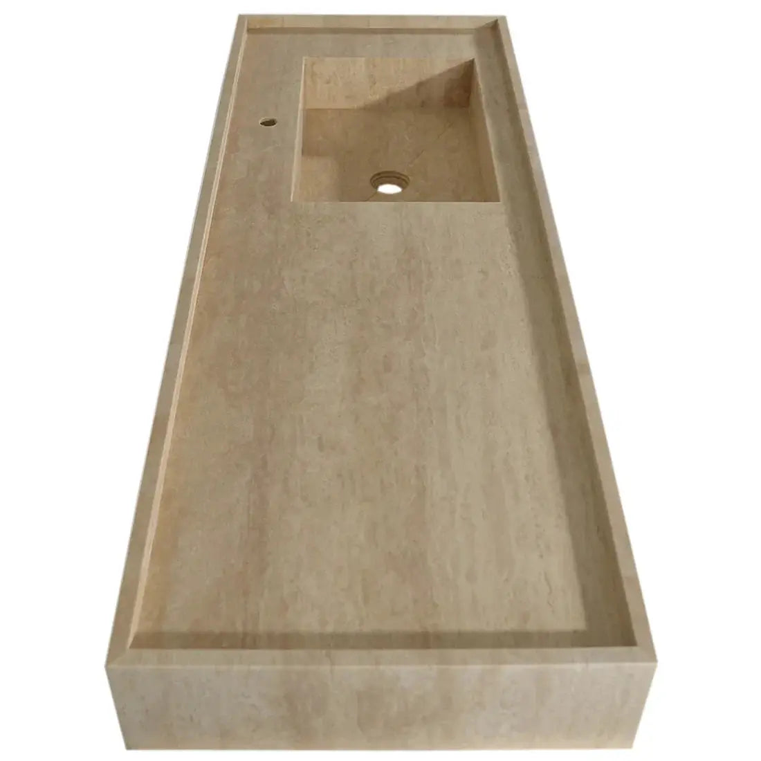 Travertine Beige Rectangular Wall Mount Bathroom Sink 54x20x6 by GobekDesign