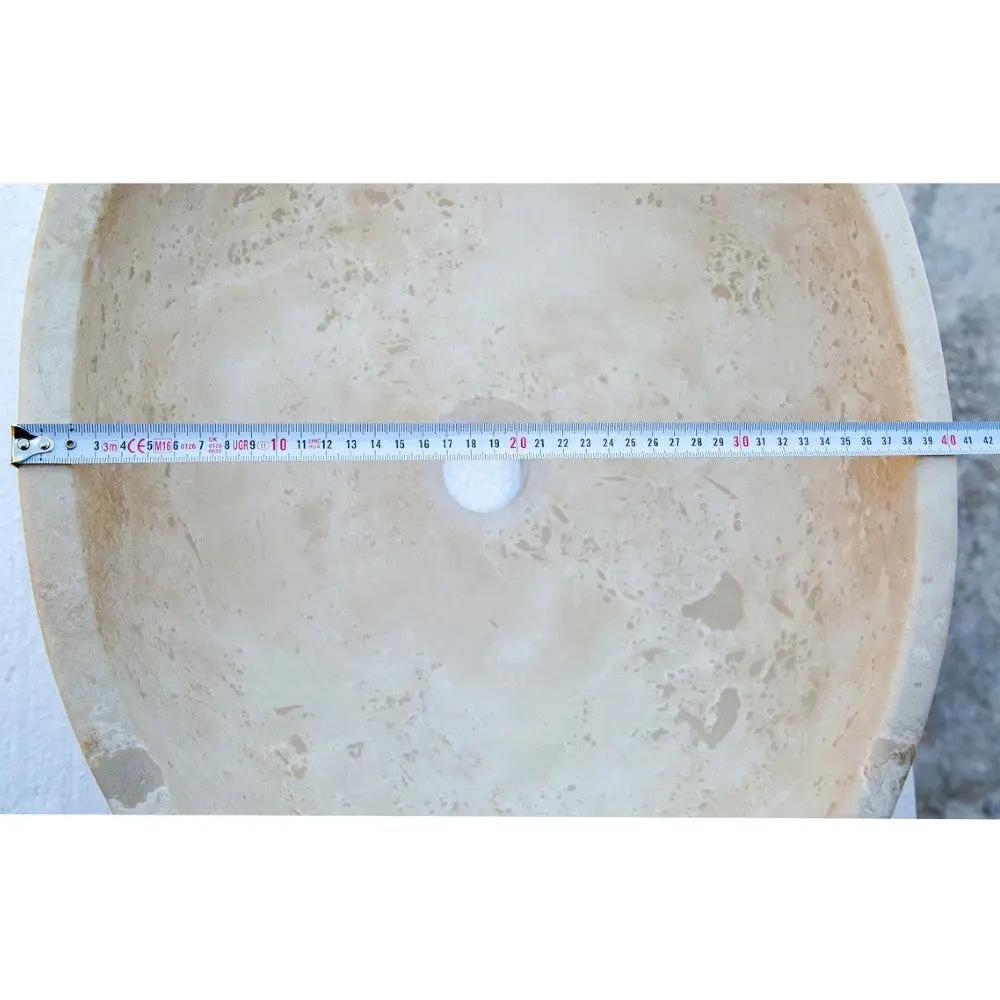 Travertine Natural Stone Oval Vessel Sink 16x21x6 Handcrafted Light Beige Artisan by GobekDesign