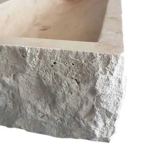 Travertine Light Rustic Rectangular Wall-mount Bathroom Sink by GobekDesign
