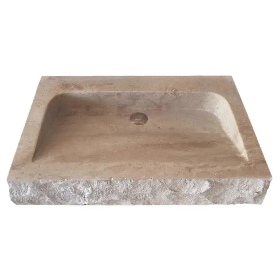 Travertine Light Rustic Rectangular Wall-mount Bathroom Sink by GobekDesign