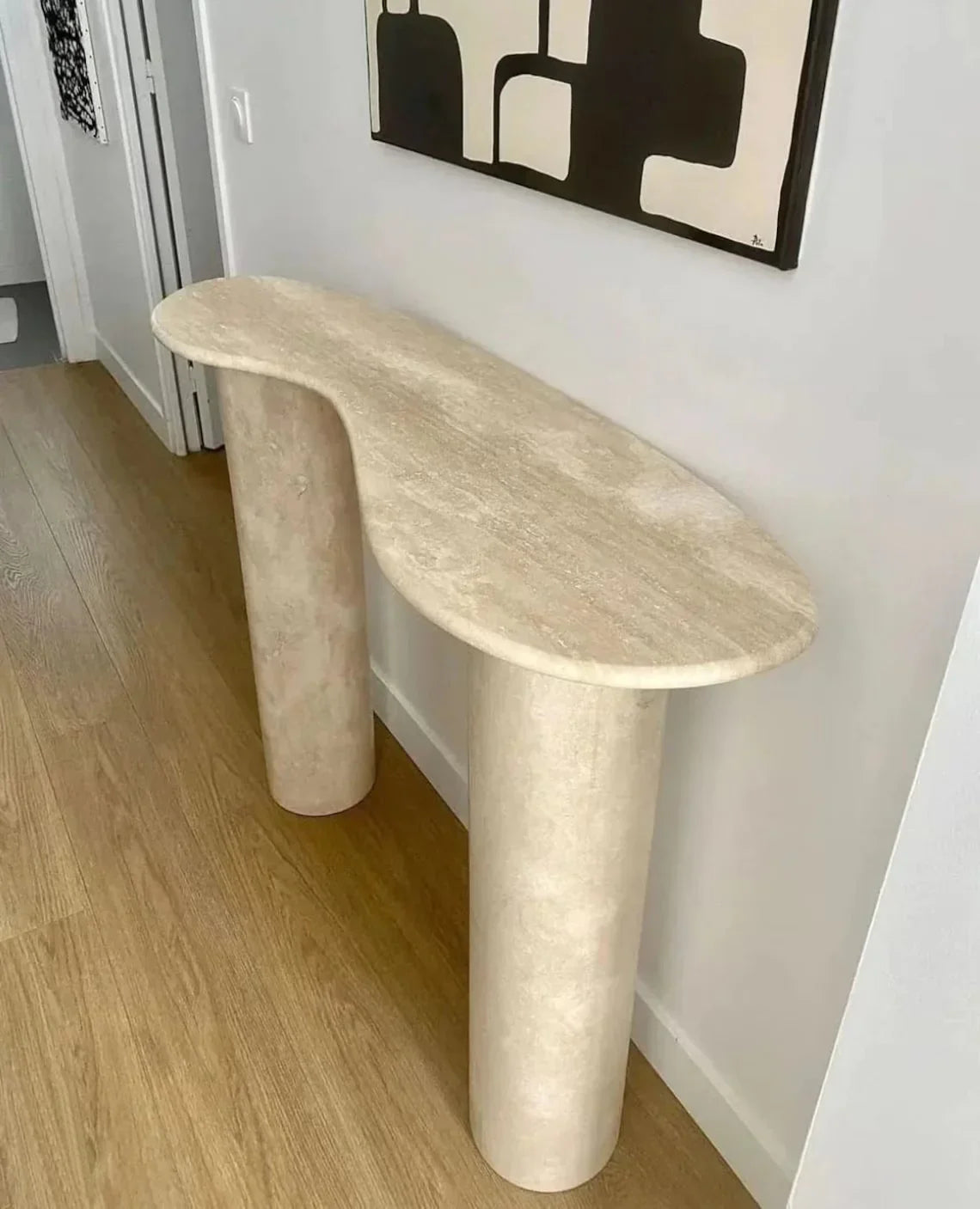 Troia Light Travertine Designer Console Filled and Honed (W)15" (L)48" (H)36" by GobekDesign