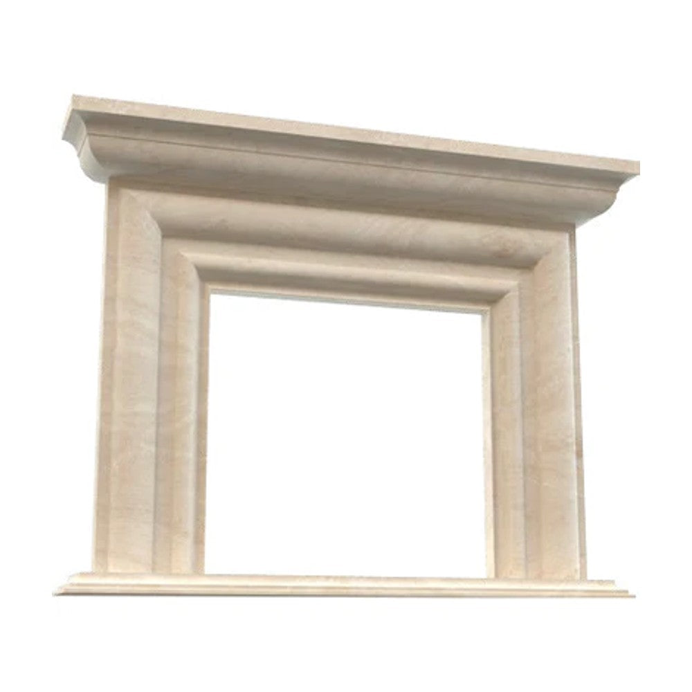 Troia Light Travertine Modern Hand-carved Fireplace Surround by GobekDesign