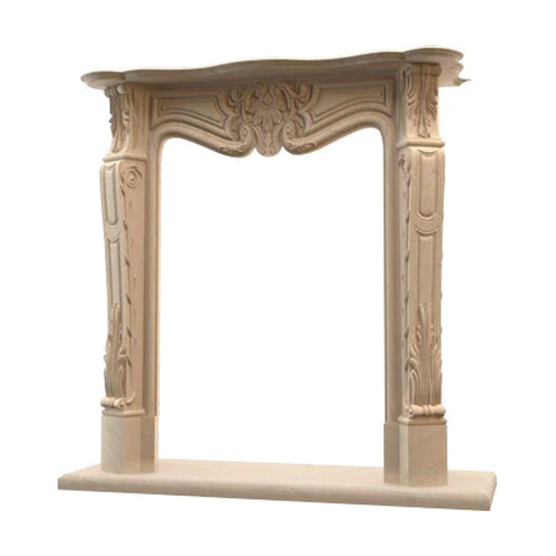 Troia Light Travertine Traditional Hand-carved Fireplace Surround by GobekDesign