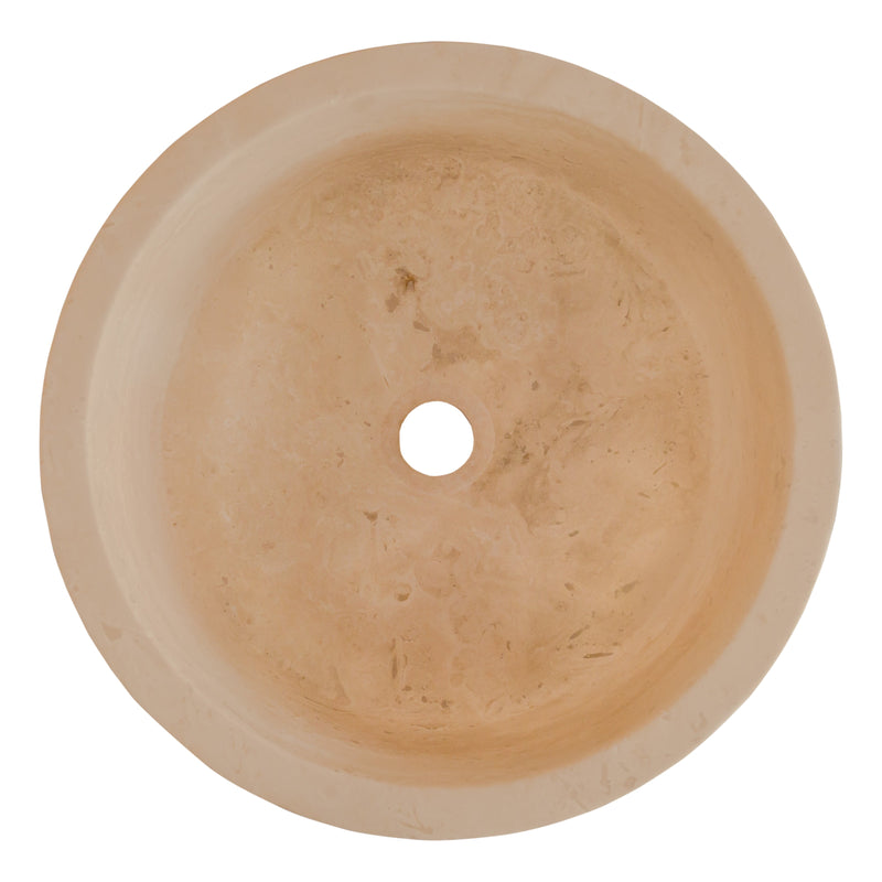 troia light travertine natural stone cylinder sink honed and filled matte SKU NTRVS39 size (D)16" (H)6" top view product shot