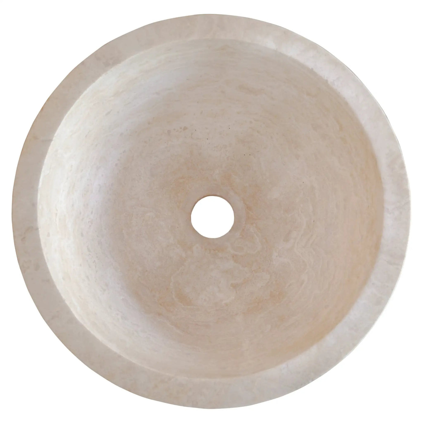 Light Travertine Natural Stone Round Vessel Sink 12.5 Inch Diameter 6 Inch Height by GobekDesign