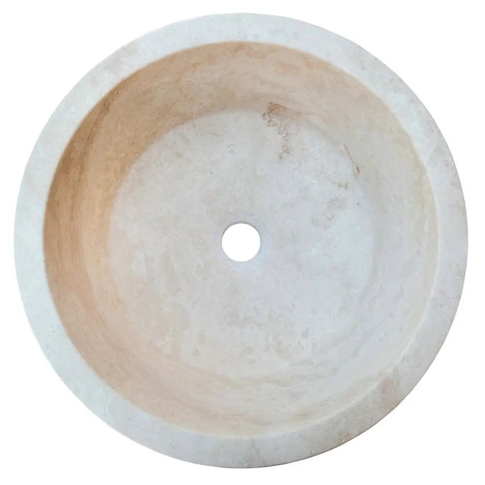 Light Beige Travertine Natural Stone Sculptural Conical Vessel Sink 16 x 6 Inch by GobekDesign