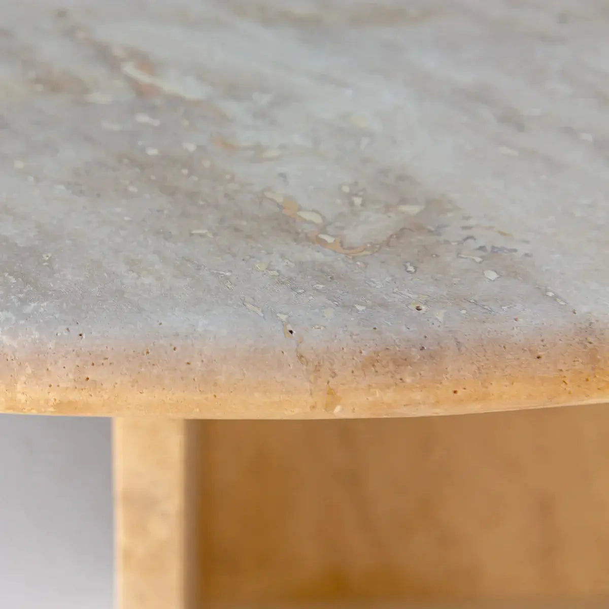 Light Travertine Oval Handcrafted Coffee Table Polished Finish 24 x 48 x 16 Inches by GobekDesign