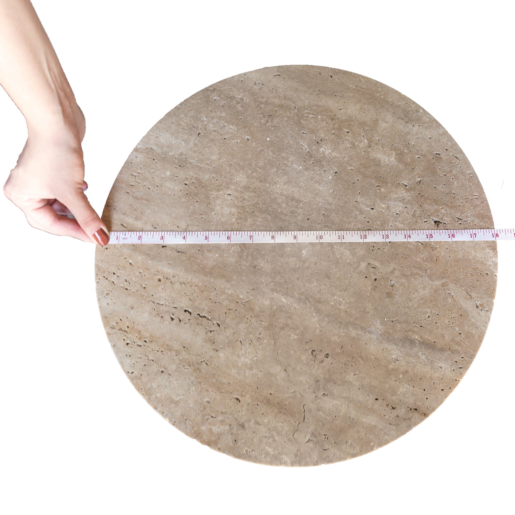 Troia Light Travertine Round End/Side Table U Shape Legs Unfilled, Honed (D)18" (H)20" by GobekDesign