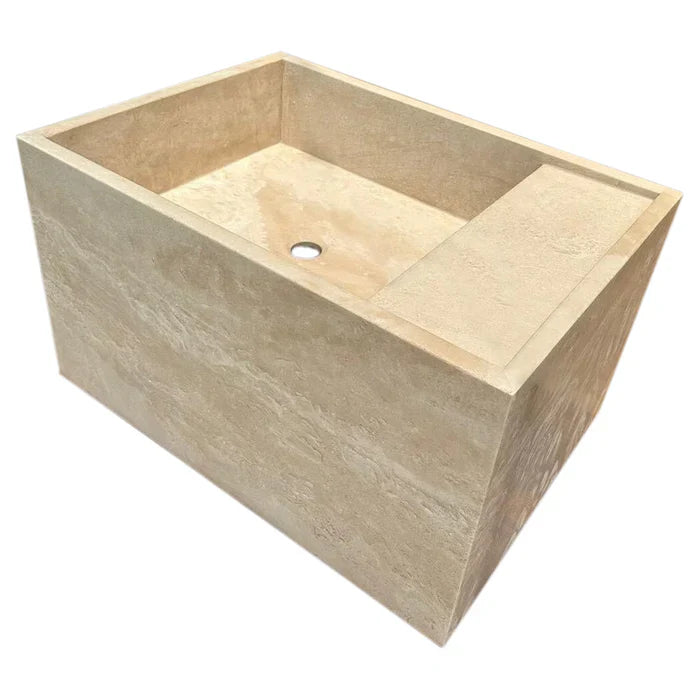 Troia Light Travertine Wall-Mount Bathroom Sink (W)17" (L)24" (H)14" by GobekDesign