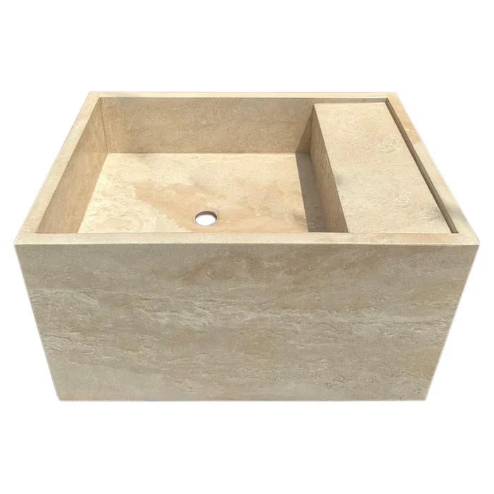 Troia Light Travertine Wall-Mount Bathroom Sink (W)17" (L)24" (H)14" by GobekDesign