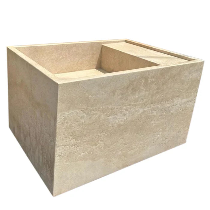 Troia Light Travertine Wall-Mount Bathroom Sink (W)17" (L)24" (H)14" by GobekDesign