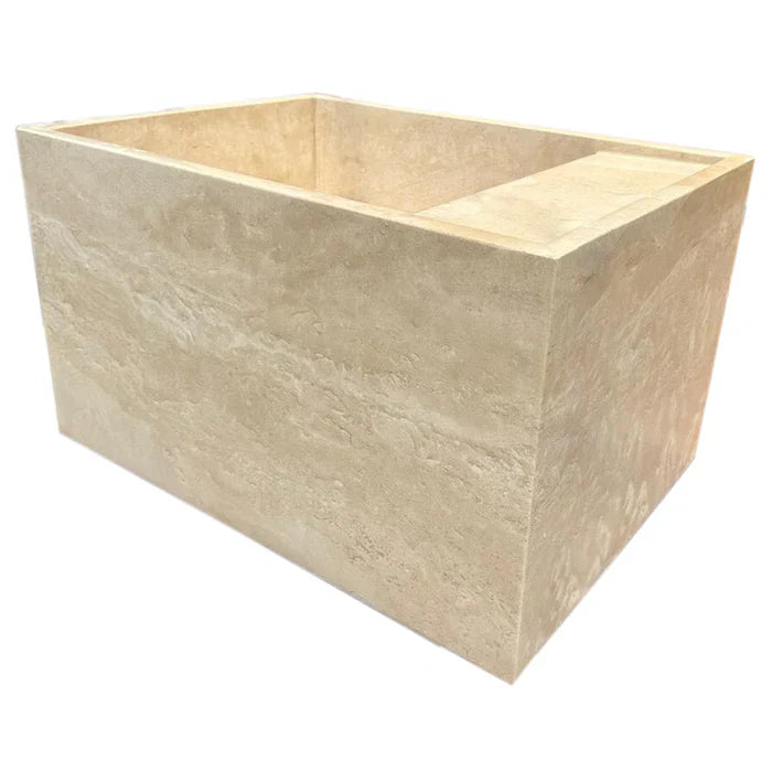 Troia Light Travertine Wall-Mount Bathroom Sink (W)17" (L)24" (H)14" by GobekDesign