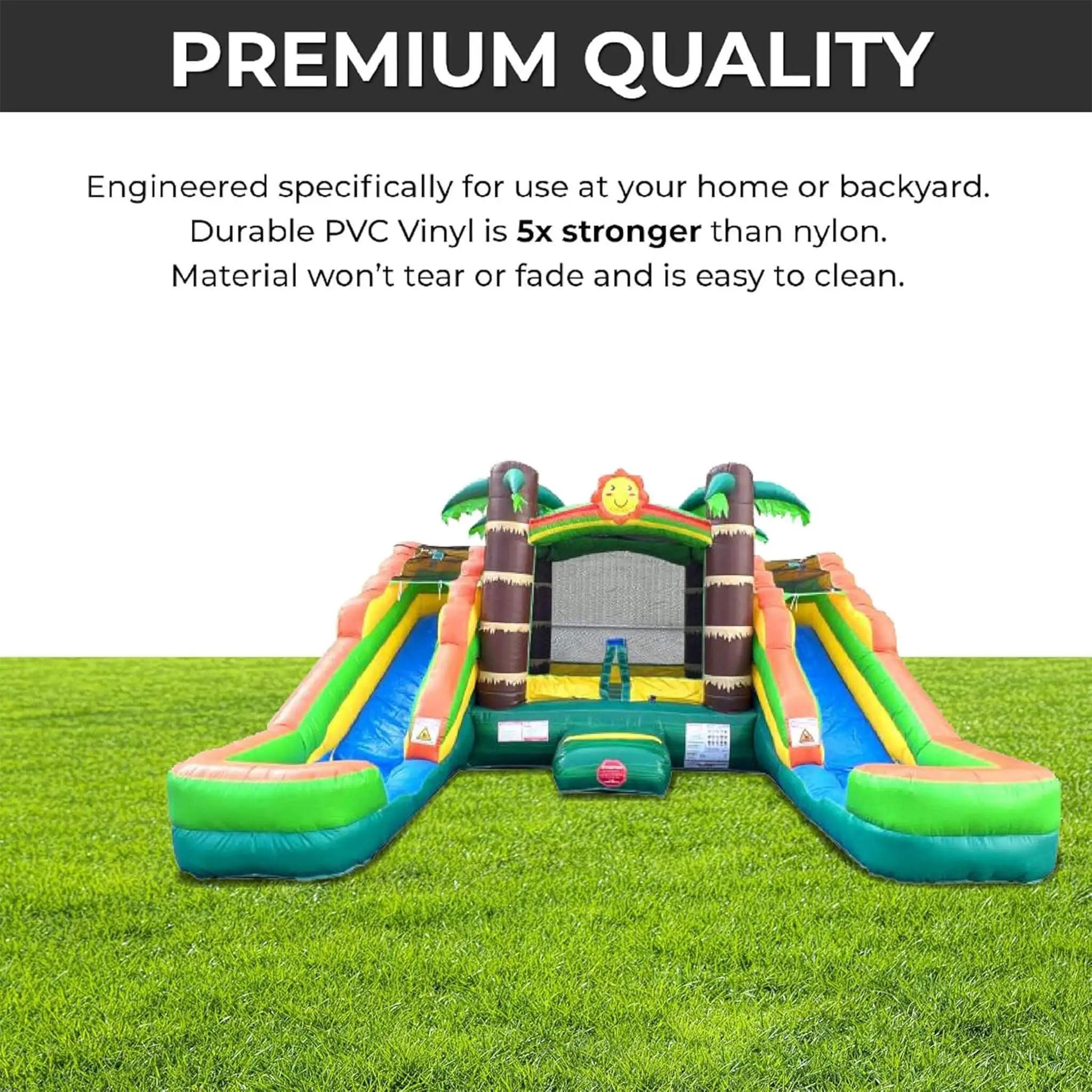 16FT Tropical Bounce House Combo With Double Water Slides (SAK92508) by SAKSBY WHOLESALE