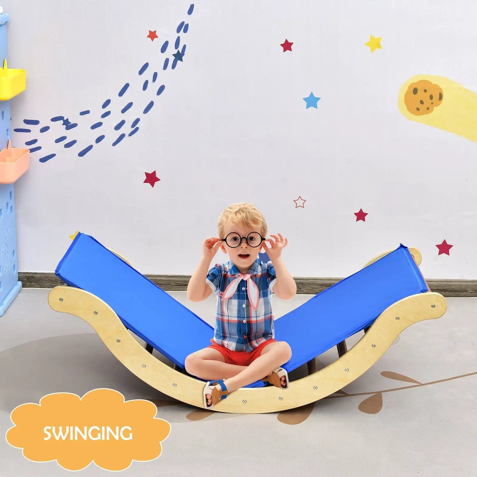 3-in-1 Wooden Arch Climber Set with Ramp and Rocker Mat by DirectDeals