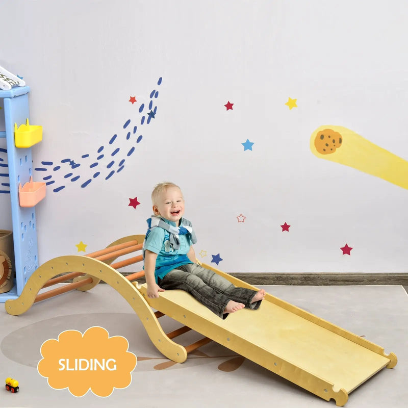 3-in-1 Wooden Arch Climber Set with Ramp and Rocker Mat by DirectDeals