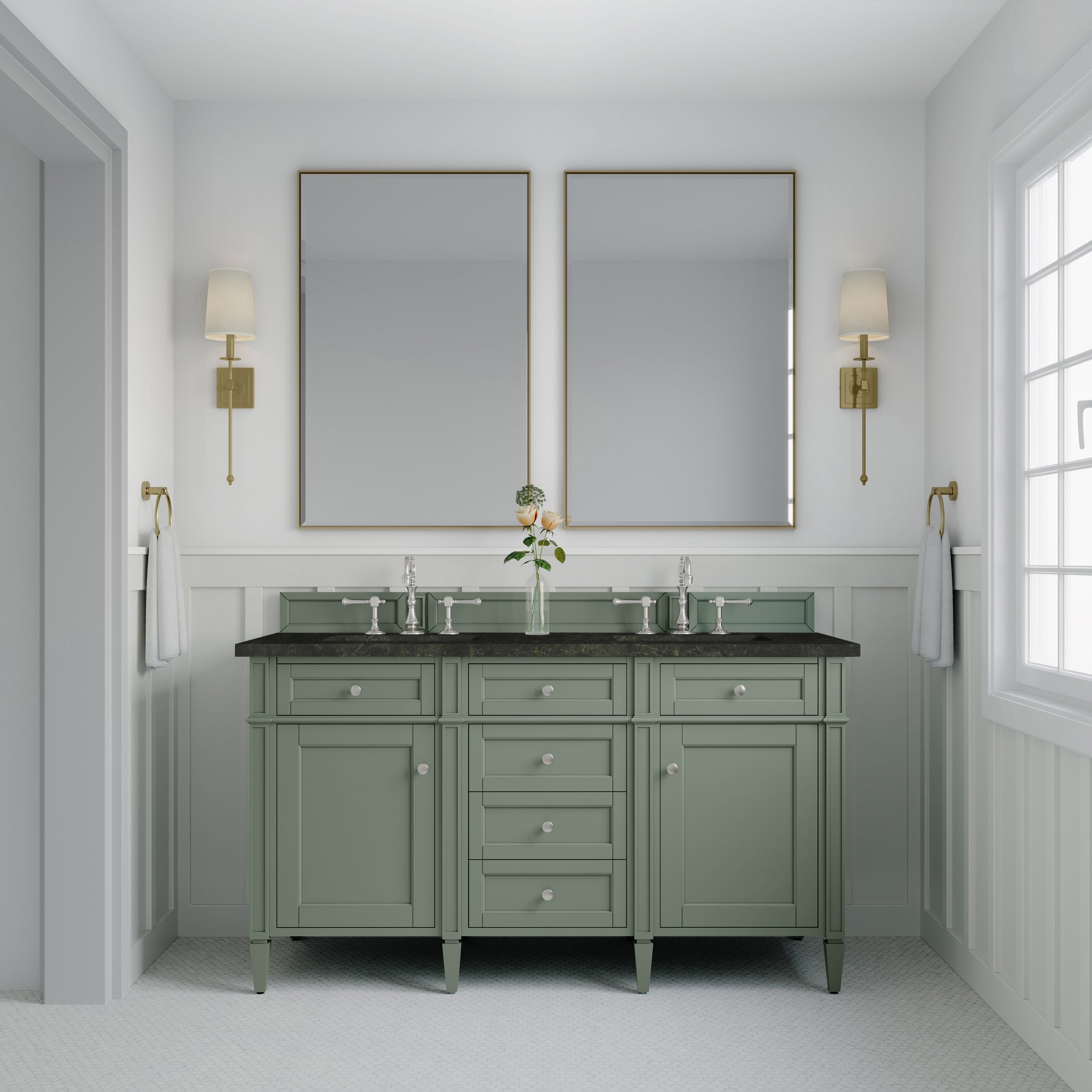 James Martin Brittany 60" Double Bathroom Vanity, Smokey Celadon, view 31