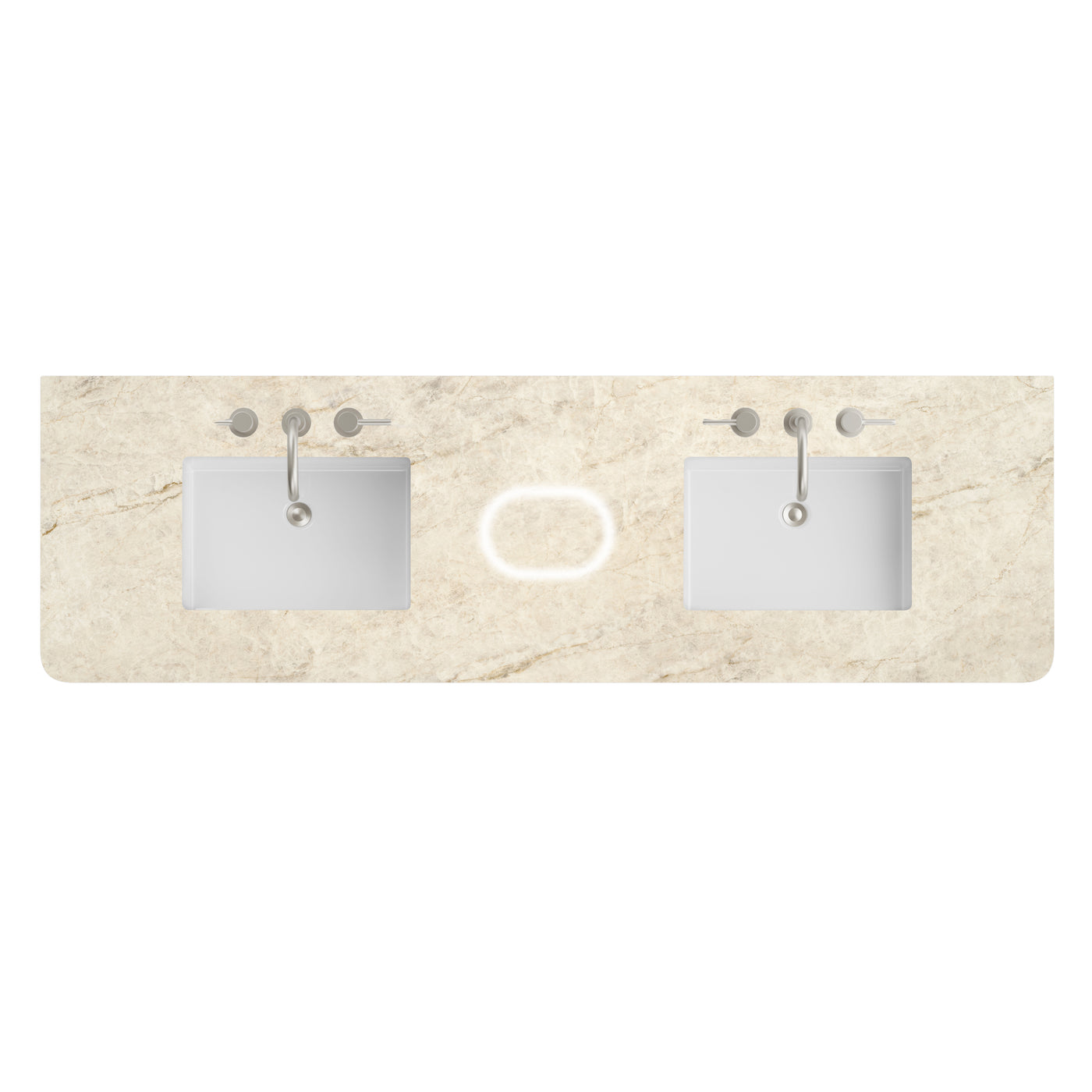 James Martin 72" Double Vanity Top with Tajnar (Radius Cut, Widespread, FreePower) countertop