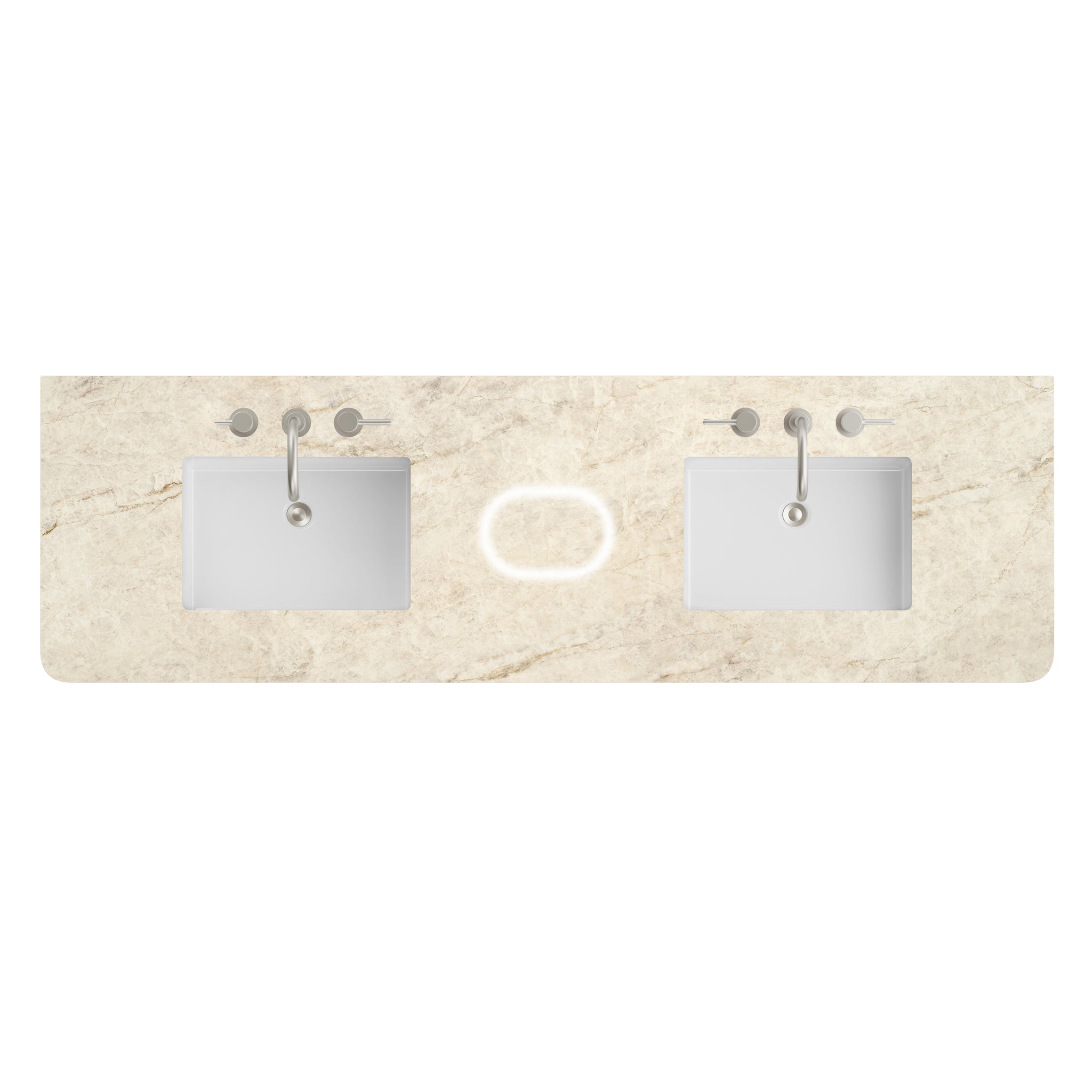 James Martin 72" Double Vanity Top with Tajnar (Radius Cut, Widespread, FreePower) countertop