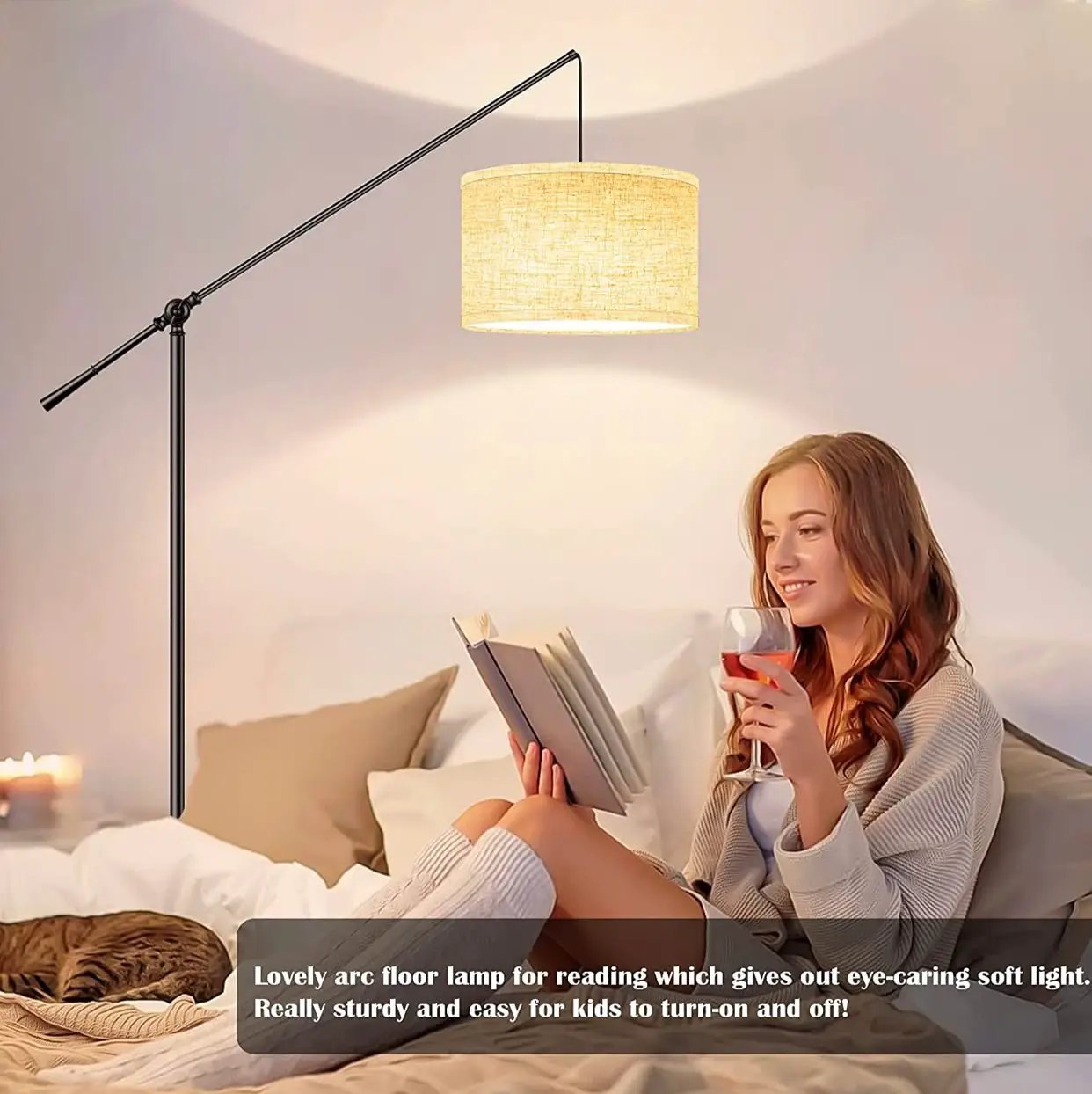 TubUSA- Arc Floor Lamp Hang - Large - with LED Bulb by Outdoor Solar Outlet