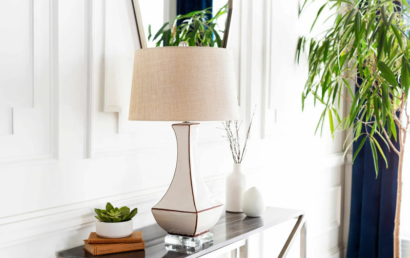 Tuka Tan Ceramic Table Lamp - Clearance by Boutique Rugs