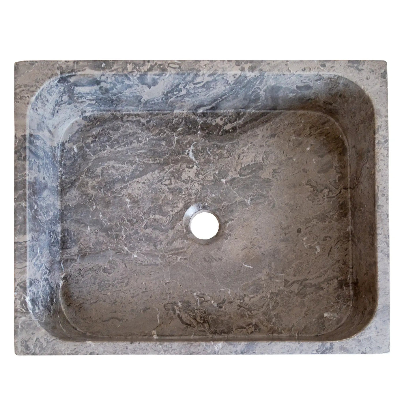 Tundra Gray Marble Turkish Handcrafted Farmhouse Apron Front Rectangular Sink 16x19.5x5 by GobekDesign